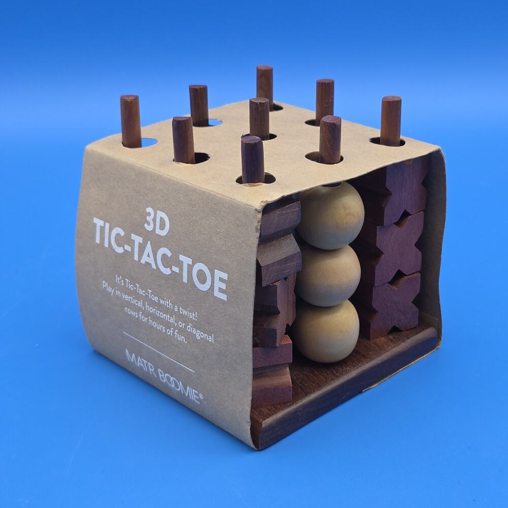 Matr Boomie 3D Tic Tac Toe Wooden Strategy Game X O Pieces Tabletop
